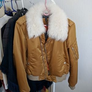 NWT rag & bone Bomber Jacket w/ Shearling Collar